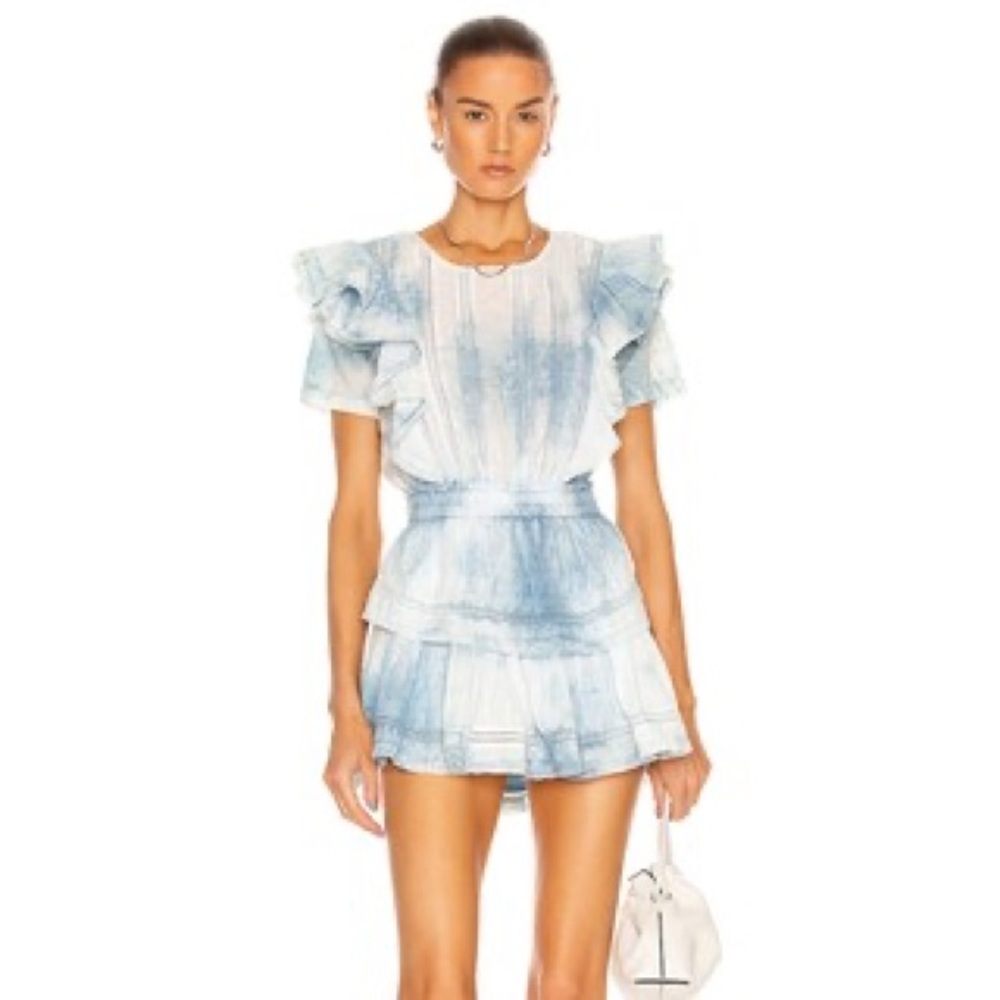 LoveShackFancy Natasha Ruffle eyelet Mini Dress Mini Dress XS in Lily Pond
